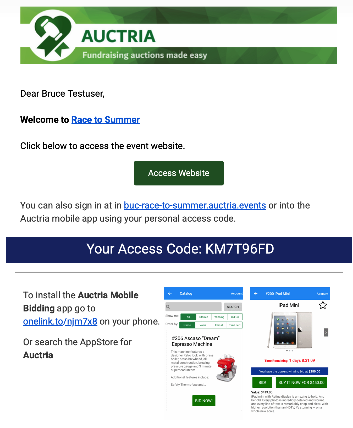 Participant email