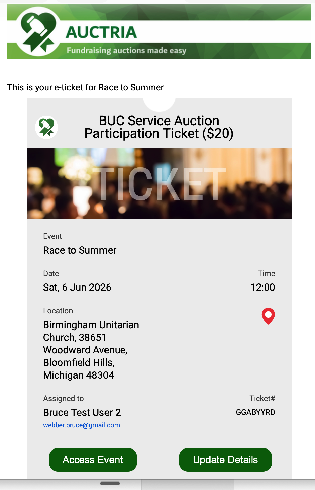 Ticket Email